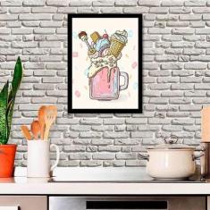 Quadro Decorativo Ilustração Sorvete Sunday 34x23Cm - Quadros On-Line