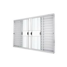 Janela Veneziana Abertura Central Exclusiva 6 Folhas Grade Vidro Liso 