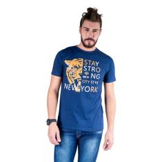 Camiseta Mister Fish Estampado Stay Strong Ney York City Masculina-Masculino