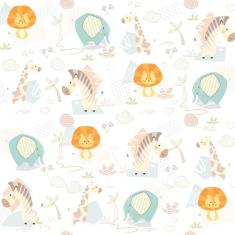 Papel de Parede Safari Infantil Minimalista 57x270cm - Quartinhos