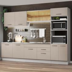 Armário de Cozinha Completa 310 cm Branco/Crema Agata Madesa 01