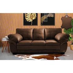 Sofá de Couro Legítimo 3 Lugares 2,10m Cama Inbox Monterrey Caramelo