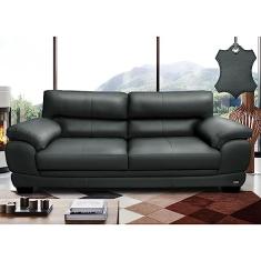 Sofá de Couro Legítimo 3 Lugares 2,26m Cama Inbox Don Arturo Cinza