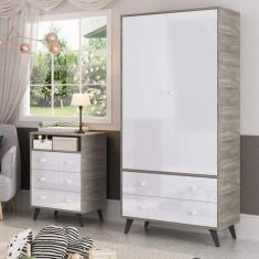Guarda Roupa de Bebê 2 Portas Fresno/Branco