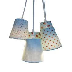 Lustre Pendente Luminária Tecido Anita Catita Estampas Tons de Azul - 