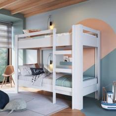 Cama Beliche Infantil Bicama Menino Menina Solteiro 1,96m com Escada e