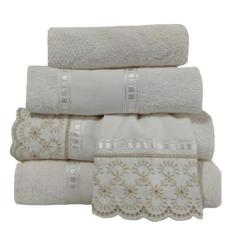 Jogo Banho luxo especial  Barrado Bordado Richilieu 5 Peças - INGRID B
