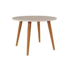 Mesa p/ Cozinha Dani Madeira Maciça c/ Tampo Madeirado c/ Vidro 109cm Madeirado/Off White - Cimol