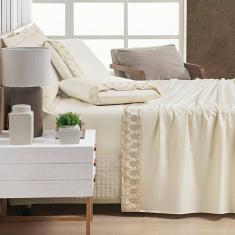 Jogo De Lençol King Supreme Percal 400 Fios Acetinado 4 Peças - Vanilla