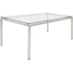 Mesa Jantar Dakot Retangular Tampo Vidro Base Cromada 130cm - 41165