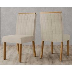 Cadeira Sala De Jantar Tauá Kit 2 Un Nature/Veludo Light Linho - Henn