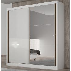 Guarda Roupa Solteiro Com Espelho 2 Portas 3 Gavetas Toronto Novo Horizonte Branco