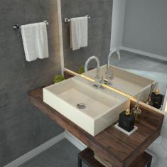 Kit Cuba Rt55 Com Válvula Click 1 Polegada B E Sifão Cromado E Flexível Compace Bege