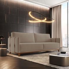 Sofá 3 Lugares Bouclê 216cm Dubai Bege