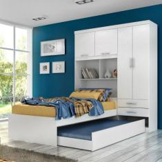 Guarda Roupa Solteiro 4 Portas 2 Gavetas com Bicama Milena ACP Móveis,