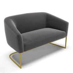 Sofá Namoradeira 2 Lugares Base Industrial Dourado Stella Bouclê Grafi