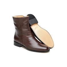 Bota Masculina Jacometti Coturno Couro Lisa Dia a Dia Café 38