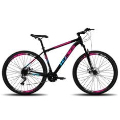 Bicicleta Aro 29 KOG 21v e F.Disco Preto e Azul Com Rosa, Preto, Rosa,