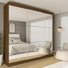 Guarda Roupa Casal Premium Rennes 205,9cm com Espelho 3 Portas 4 Gavet