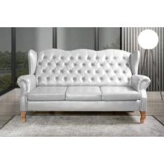 Sofá 3 Lugares Capitonê Vintage Imperador Chesterfield Branco - BELLA 