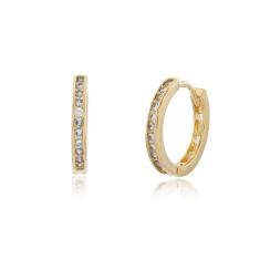 Brinco Argola Com 11 Zircônias Folheado a Ouro