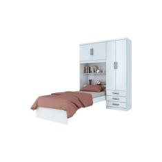 Guarda Roupa Com Cama Cravo 04 Portas Branco/Rosa Chá