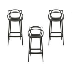 KIT C|3 Banqueta média Masters Allegra - 66 cm - Preto