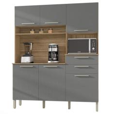 Armário de Cozinha Completa Montesa 6 Portas 2 Gavetas Freijó/Grafite