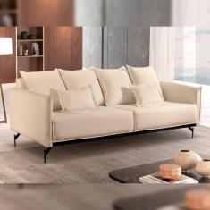 Sofá Living com Almofadas Solta Mm Top 180cm Ácacia Bege/Preto