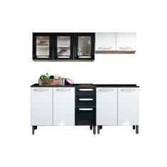 Cozinha Completa Evidence 4 Peças (2 Armários + 2 Balcões) C4P60 Branco/Preto - Bertolini