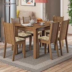 Conjunto Sala de Jantar Madesa Maris Mesa Tampo de Madeira com 6 Cadei