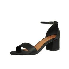 Sandália Salto Baixo Grosso Luiza Sobreira Couro Preto Mod. 2207, 35