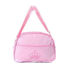 Bolsa Maternidade 4 Bolsos Rosa com Alça e Zíper