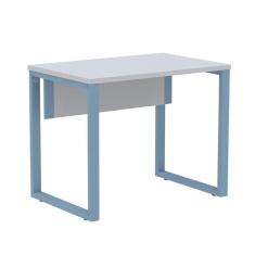 Mesa Escritório P25 TUB Pandin 90 cm (Larg) Tampo MDP Cinza Pé Aço Tubular Azul Dali