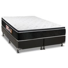 Cama Box King: Colchão Espuma Castor D33 Black E White + Base Crc Suede Black(193X203)