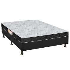 Cama Box Casal: Colchão Espuma Castor Sleep Max + Base Crc Suede Gray(138X188)