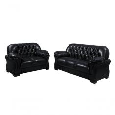 Sofá Rei Conjunto 2 E 3 Lugares Império Estofados Couríssimo Preto 851