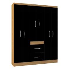 Guarda Roupa Casal Milão 6 Portas Damasco Preto – Poquema