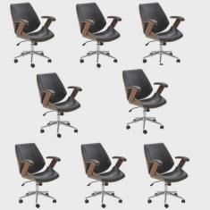 Kit 8 Cadeiras de Escritório Diretor Giratória Office Lisboa