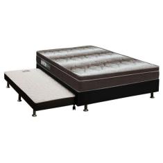Cama Box c/Auxiliar Casal: Colchão Ortopédico Ortobom Light + Base CRC