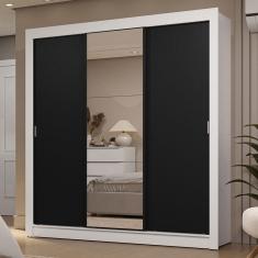 Guarda-Roupa Casal 3 Portas de Correr com Espelho 2 Gavetas Sublime Madesa