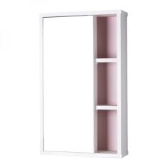 Espelho Para Banheiro Com Armário Milano Branco E Rosa