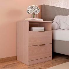 Mesa De Cabeceira Bartira Versatti Com 2 Gavetas Avelã