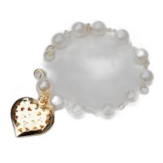 Pulseira Pérola Coração Folheado A Ouro 18k