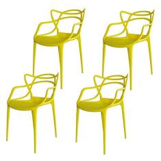 Kit 04 Cadeiras Decorativa Amsterdam Amarelo - Facthus