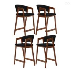 Kit 4 Banquetas Alta para Ilha de Cozinha Ravena Madeira Maciça Pinhão