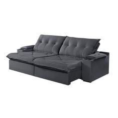 Sofá 3 Lugares Retrátil e Reclinável Martins M-163 Com Acessórios Velu