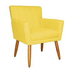 Poltrona Decorativa Cecilia Pés Palito Suede Amarelo - DS Estofados