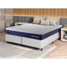 Conjunto Cama Box c/ Molas Ensacadas Lagras Azul King 193x203x66