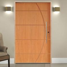 Kit Porta de Madeira Pivotante 210x120cm Batente 14cm Fechadura 803 Rolete Externa Belissima 5 Hale Esquadrias Imbuia